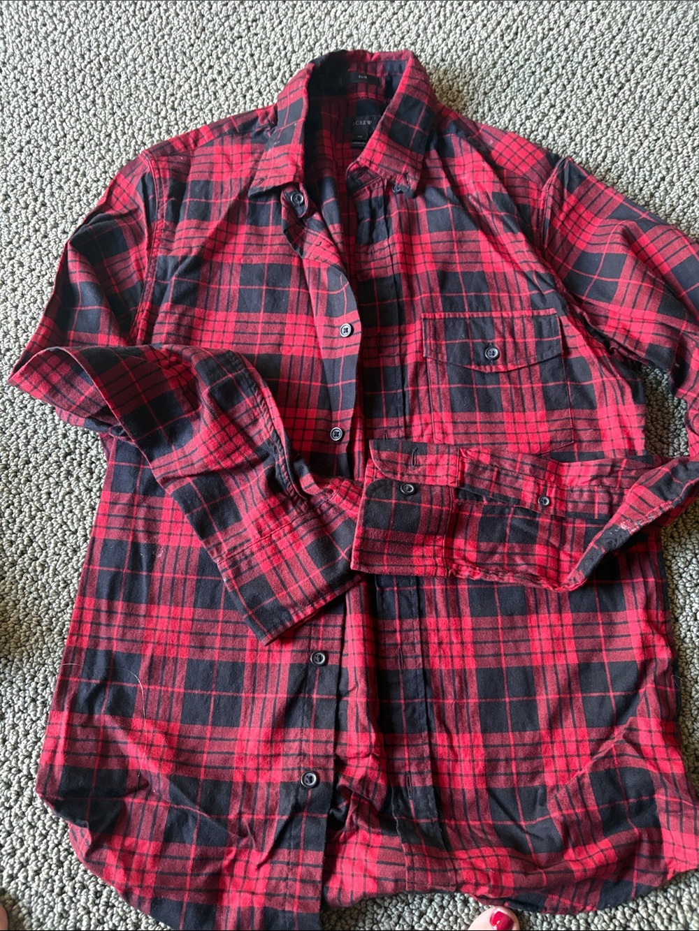 J Crew Red Black Shirt Plaid Size XS Slim